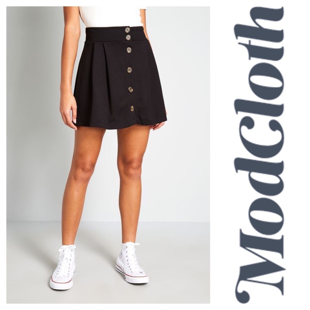 Modcloth Black Pretty Knit Button-Front Skirt